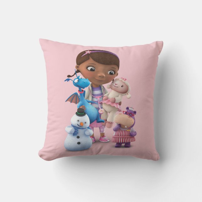 Doc McStuffins and Her Animal Friends Throw Pillow (Front)