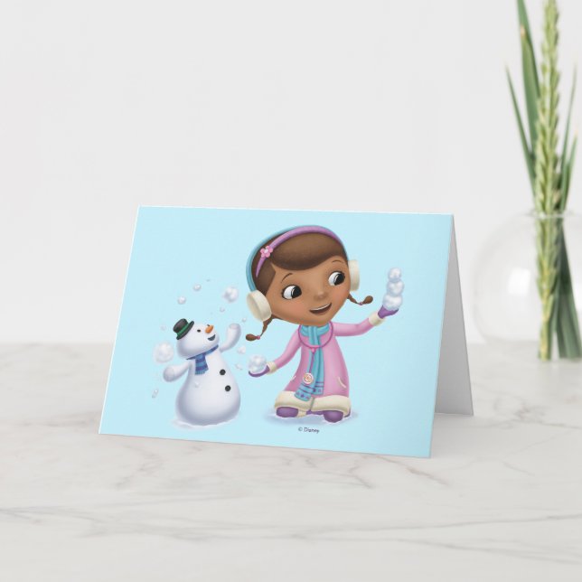 Doc McStuffins | Doc And Chilly Playing In  Snow Holiday Card (Front)
