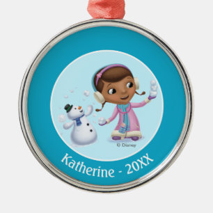 Doc McStuffins   Doc And Chilly Playing In  Snow Metal Ornament