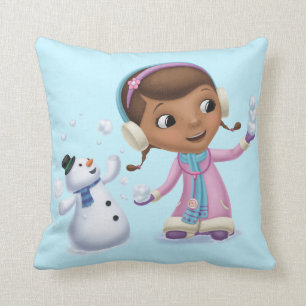 Doc McStuffins Doc And Chilly Playing In Snow Throw Pillow
