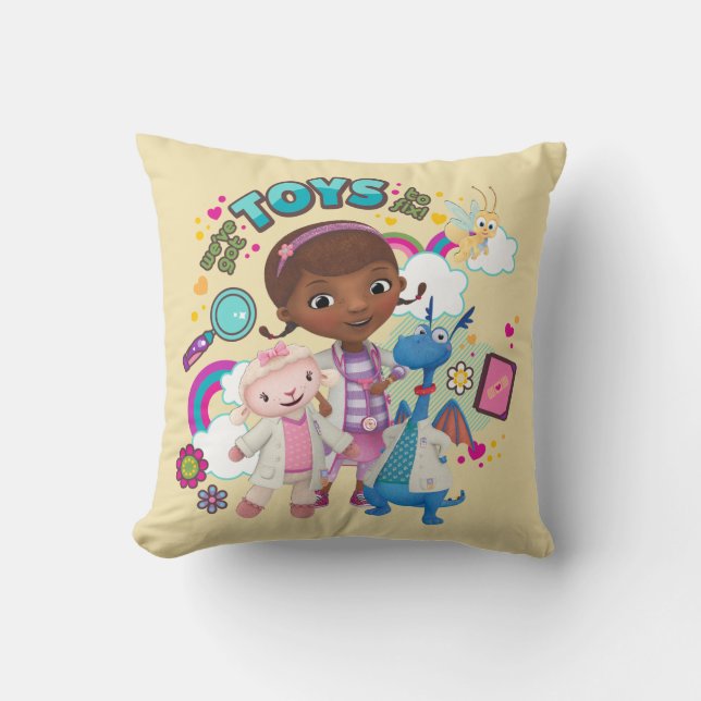 Doc McStuffins | We've Got Toys to Fix Throw Pillow (Front)