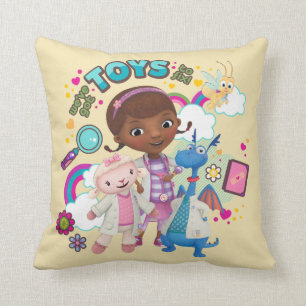 Doc McStuffins   We've Got Toys to Fix Throw Pillow