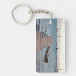 Dock and lobster pots keychain