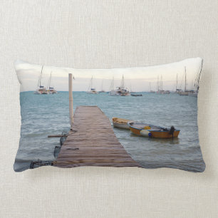 Dock and lobster pots lumbar pillow