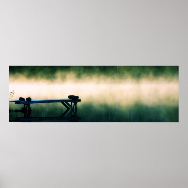 Dock in Mist Panoramic Poster (Front)