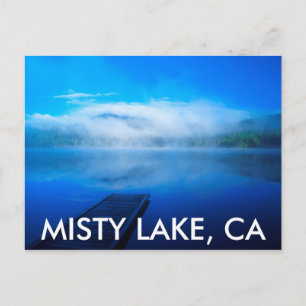 Dock on calm misty lake, California Postcard