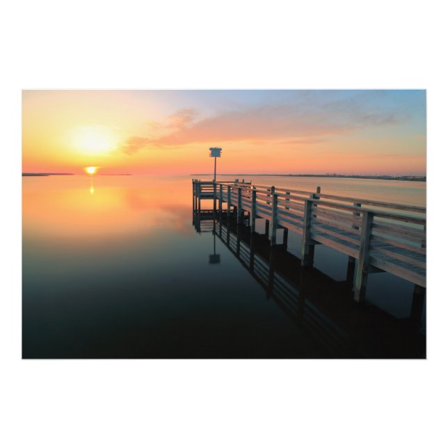 Dock on Sunset Waters Photo Print (Front)