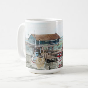Dock side watercolor coffee mug