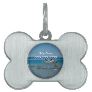 Docked At Mackinac Pet ID Tag