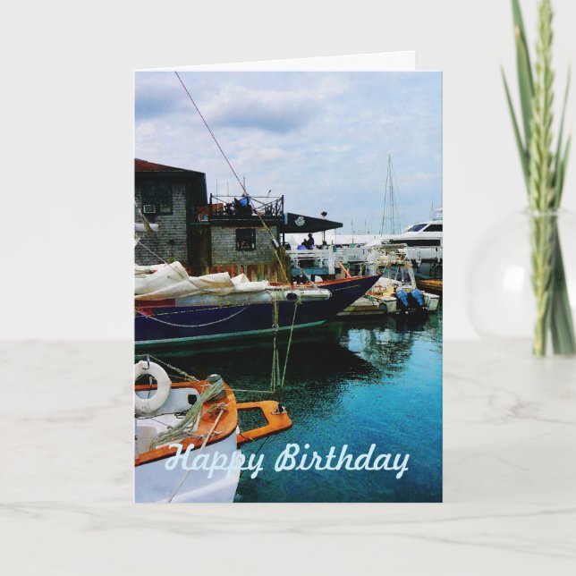 Docked Boats in Newport RI Card (Front)