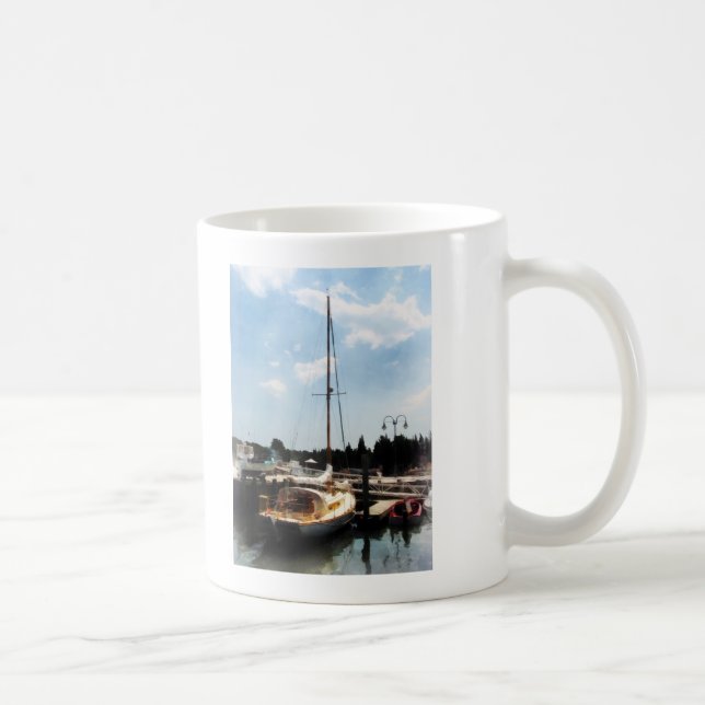 Docked Cabin Cruiser Coffee Mug (Right)