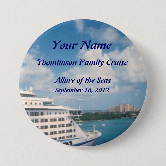 Docked in Nassau Custom Name Badge 3 Inch Round Button (Front)