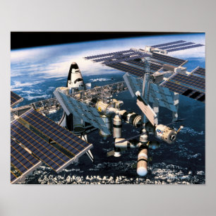 Docked Space Shuttle Poster