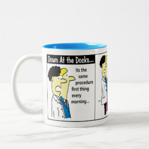Docker Shipping Container Cartoon Humour Two-Tone Coffee Mug