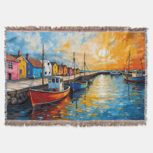 Docking Boats Throw Blanket