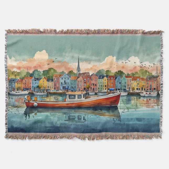 Docking Boats Throw Blanket (Front)