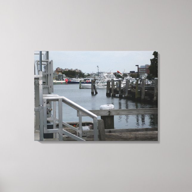 Docks Overlooking a Clam Sea Canvas Print (Front)