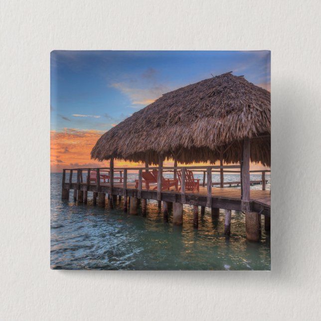 Dockside Sunrise 2 Inch Square Button (Front)