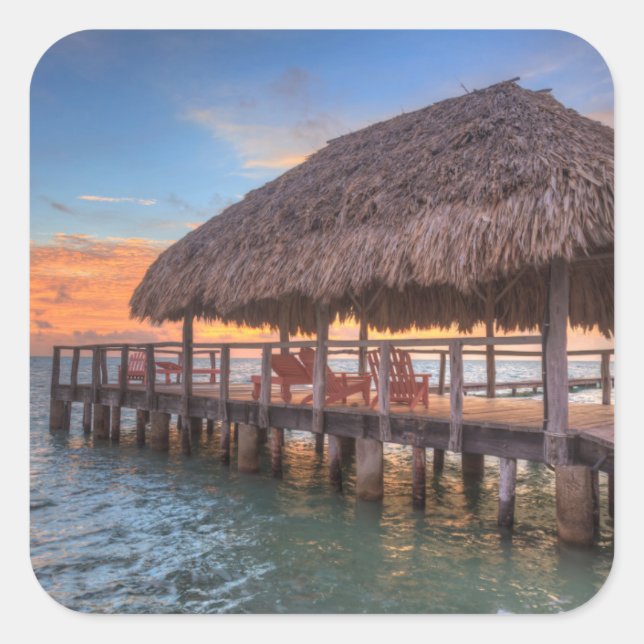 Dockside Sunrise Square Sticker (Front)