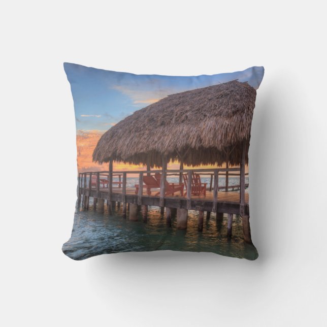 Dockside Sunrise Throw Pillow (Front)