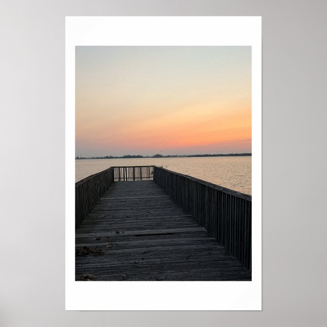 Dockside Waterscape Sunset Poster (Front)