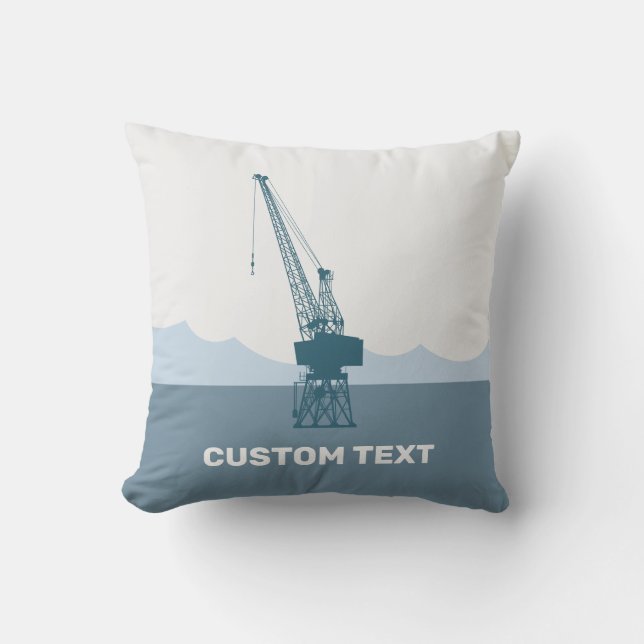Dockyard Crane Throw Pillow (Front)