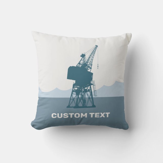 Dockyard Crane Throw Pillow (Front)