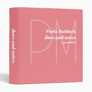 Docs and Notes Custom Name Blush Pink Binder