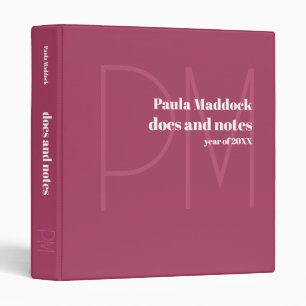Docs and Notes Custom Name Rouge Pink Binder