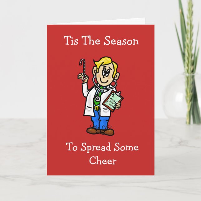 Docteur avec la carte de Noël de sucre de canne (Devant)