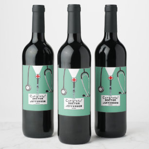 Docteur Graduation Médicale Étiquette de vin de l'