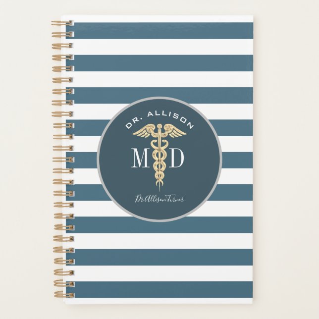 Docteur Médicale Caduceus Dusty Blue Personnalisé (Devant)