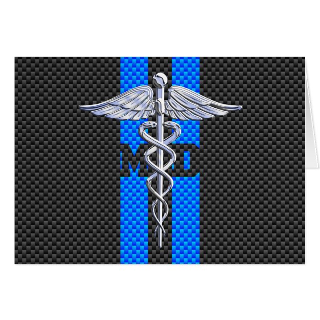 Docteur Médicale MD Caduceus sur le style de fibre (Devant horizontal)