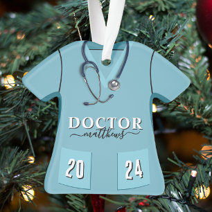 Docteur Scrubs Chemise Bleue Stethoscope Noël