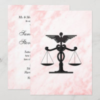 Doctor and Lawyer Pink Wedding Invitation