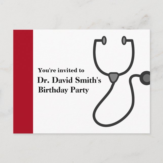 Doctor birthday invitation postcard (Front)