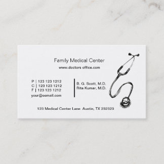 Doctor Black White Medical Drawing Stethoscope Appointment Card