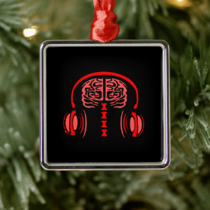 Doctor Brain Tissue Listening to Music Metal Ornament