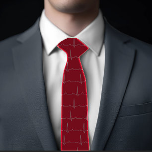 Doctor Cardiologist cardiogram ECG pattern Red Tie