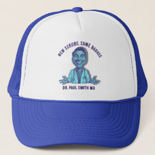 DOCTOR CARTOON BLUE New scrubs same badass  Trucker Hat