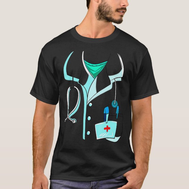 Doctor Costume Halloween White Lab Coat Men Women  T-Shirt (Front)