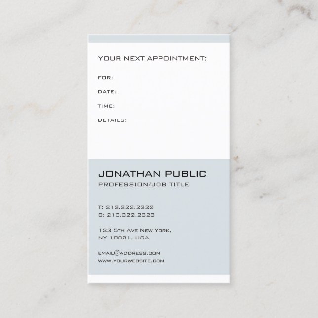 Doctor Dentist Elegant Modern Appointment Reminder Card (Front)