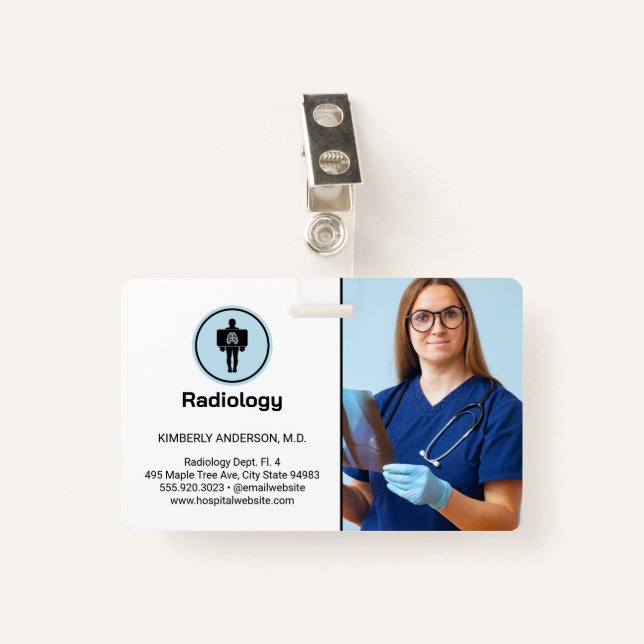 Doctor Examining X-ray Badge (Front with Clip)