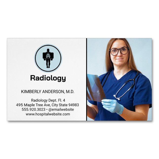 Doctor Examining X-ray Magnetic Business Card (Front)