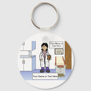 Doctor - Female Cartoon by PrintedPerfection.com  Keychain