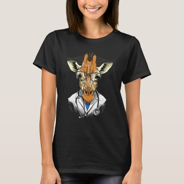 Doctor Giraffe Surgeon Physician Dr MD Wild Africa T-Shirt (Front)