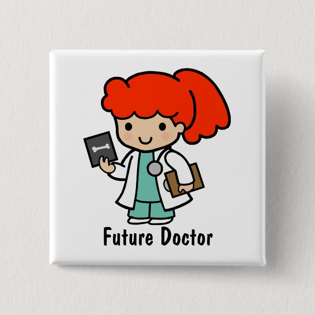Doctor Girl with Xray 2 Inch Square Button (Front)