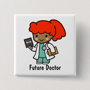 Doctor Girl with Xray 2 Inch Square Button