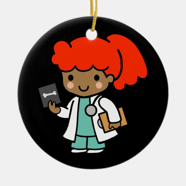 Doctor Girl with Xray Ceramic Ornament (Front)