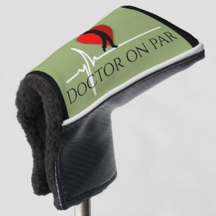 Doctor golfing ekg line heart golf head cover